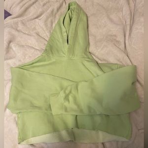 TNA cozy fleece perfect cropped hoodie - lime green